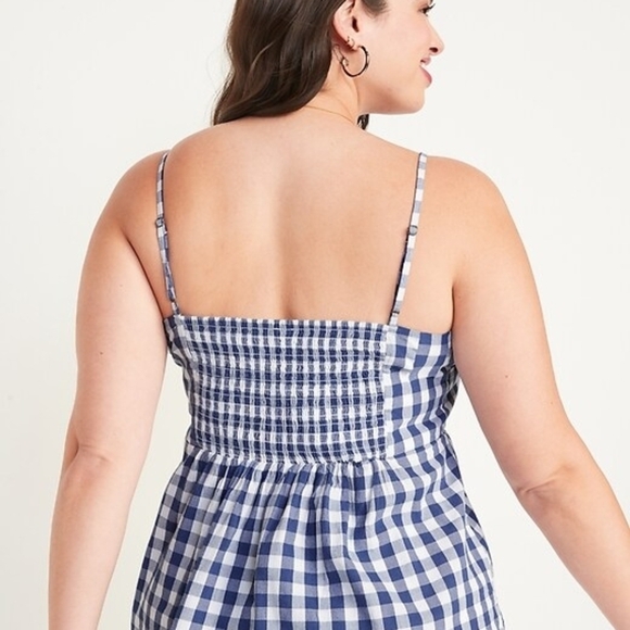 Blue and White Gingham Sleeveless Top - Picture 2 of 4